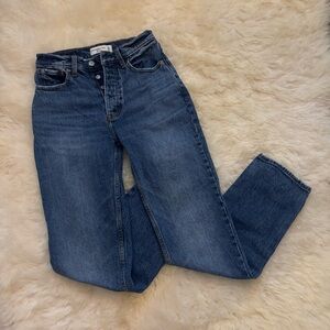 Abercrombie & Fitch “The Dad High Rise” Blue Jeans; 24” Waist 28.5” Short Inseam
